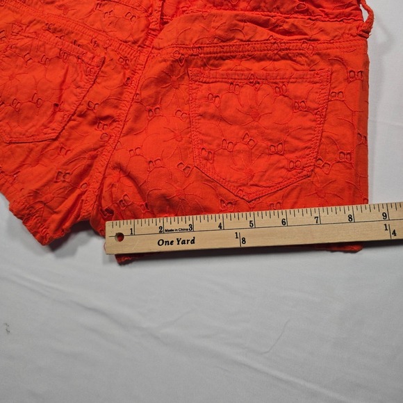 Y2k Aeropostale Womens Orange Eyelet mini Shorts Size 3/4 Boho Summer - Picture 6 of 8